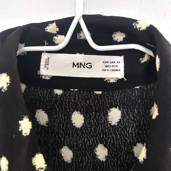 Mango Polka Dot Wide Leg Jumpsuit Belted Button Front Retro Chic Womens XS - Picture 3 of 9